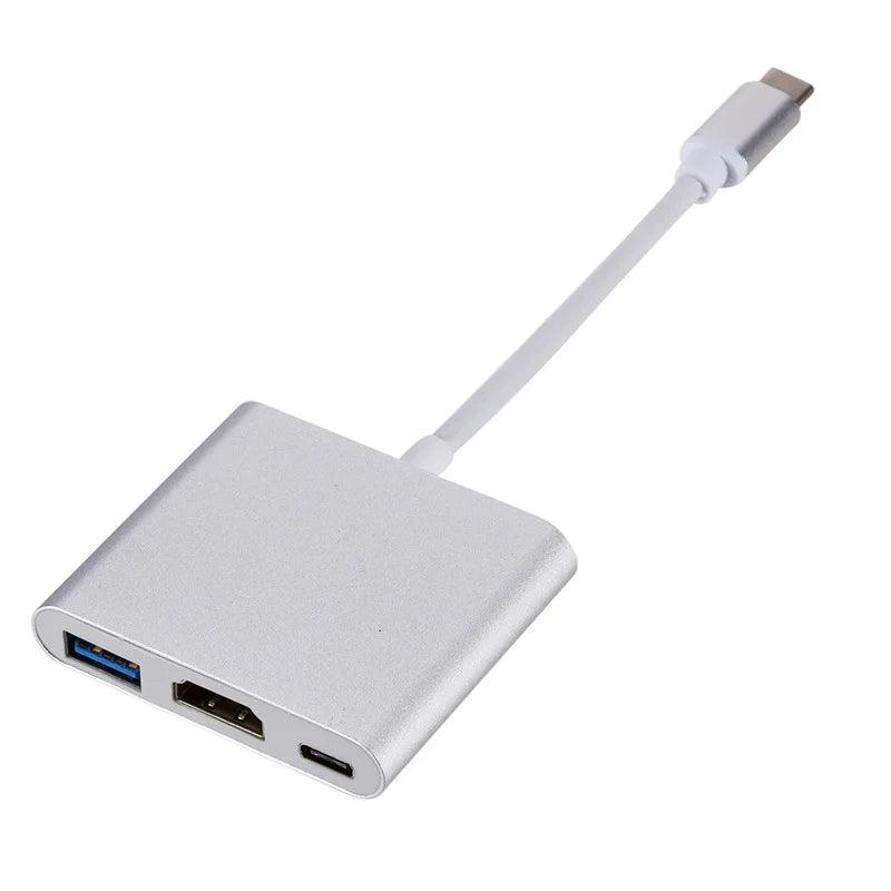 USB C 3 In 1 Hub Thunderbolt3 Type-C To 4K HD Display USB 3.0 60W PD Fast Charging Adapter Splitter for Macbook Air Ipad Pro PC