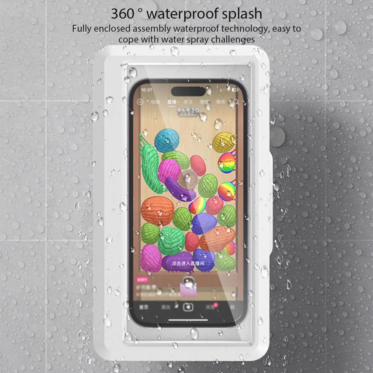 Bathroom Waterproof Phone Case Home Wall Holder Stand Box Self-adhesive Touch Screen Mobile Phone Cover Shower Sealing Storage